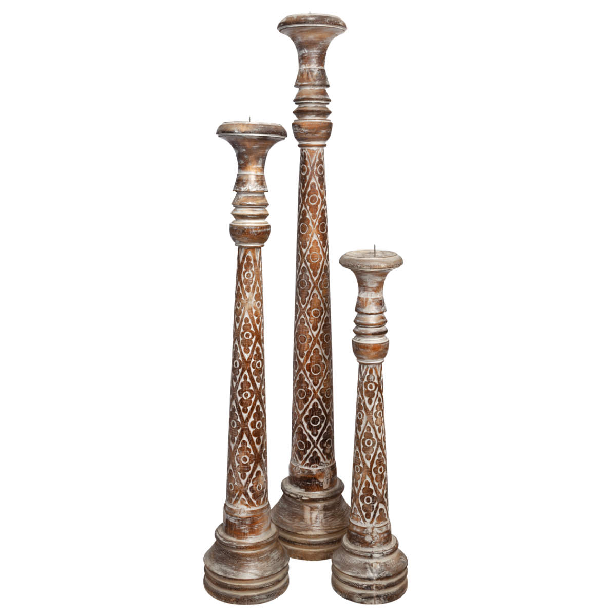 7SEN12 Set 3 Candle Stick Diamond Flower Pat